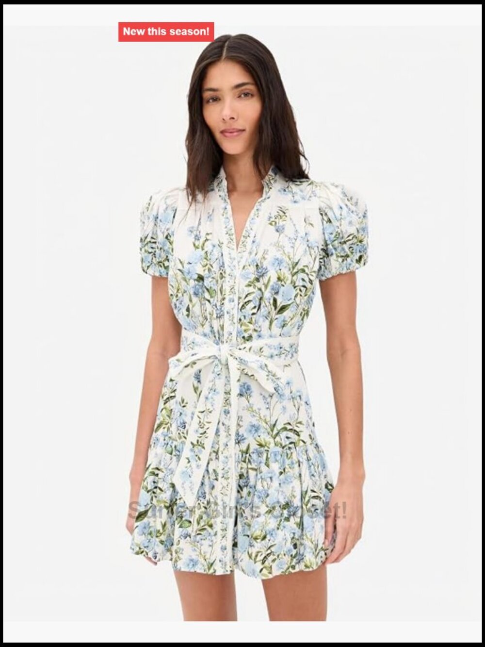 Cora Short Sleeve Tiered Mini Shift Dress Cotton Sateen Floral
